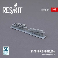 RSU48-0264   Bf-109G (G2,G6,G10,G14) exhaust for Eduard kit (3D printing) (1/48) (attach1 73215)