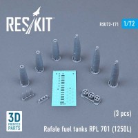 RSU72-0171   Rafale fuel tanks RPL 701 (1250L) (3 pcs) (3D printing) (1/72) (attach1 73311)