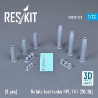 RSU72-0172   Rafale fuel tanks RPL 741 (2000L) (3 pcs) (3D printing) (1/72) (attach1 73314)