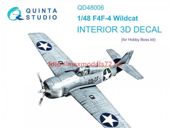 QD48006   3D Декаль интерьера кабины F4F-4 Wildcat (HobbyBoss) (thumb75094)