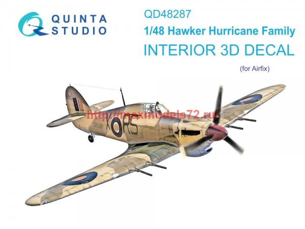 QD48287   3D Декаль интерьера кабины семейства Hawker Hurricane (Airfix) (thumb75098)