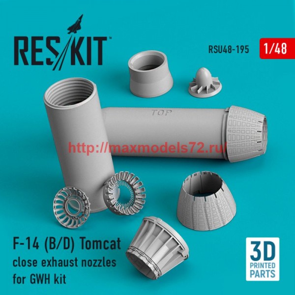 RSU48-0195   F-14 (B,D) "Tomcat" close exhaust nozzles for GWH kit (3D Printing) (1/48) (thumb75935)