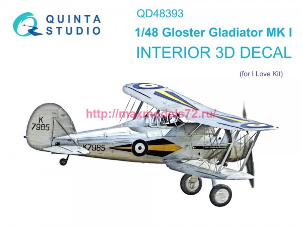 QD48393   3D Декаль интерьера кабины Gloster Gladiator MKI (I Love Kit) (thumb77717)