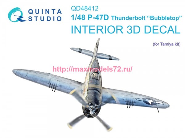 QD48412   3D Декаль интерьера кабины P-47D Thunderbolt Bubbletop (Tamiya) (thumb77762)