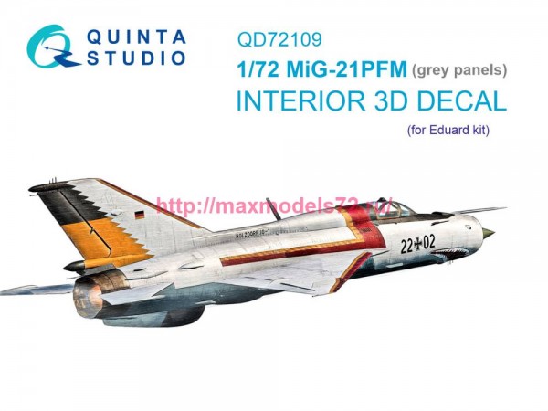QD72109   3D Декаль интерьера кабины МиГ-21ПФМ с серыми панелями (Eduard) (thumb77337)
