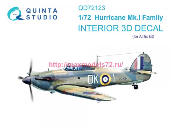 QD72123   3D Декаль интерьера кабины для семейства Hurricane Mk.I (Airfix) (thumb77386)