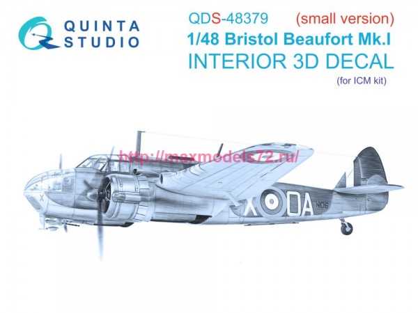 QDS-48379   3D Декаль интерьера кабины Bristol Beaufort Mk.I (ICM) (Малая версия) (thumb77667)
