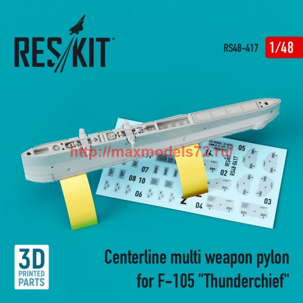 RS48-0417   Centerline multi weapon pylon for F-105 "Thunderchief" (3D Printed) (1/48) (thumb75903)