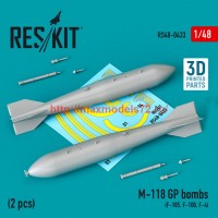 RS48-0433   M-118 GP bombs (2 pcs) (F-105, F-100, F-4) (3D Printed) (1/48) (thumb75909)