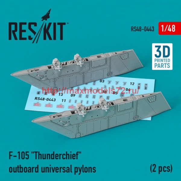 RS48-0443   F-105 "Thunderchief" outboard universal pylons (2 pcs) (3D Printed) (1/48) (thumb75915)
