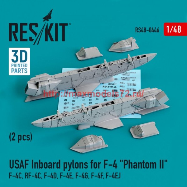 RS48-0446   USAF Inboard pylons for F-4 "Phantom II" (2 pcs) (F-4С, RF-4С, F-4D, F-4Е, F-4G, F-4F, F-4EJ) (3D Printed) (1/48) (thumb75921)