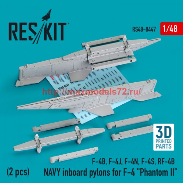 RS48-0447   NAVY inboard pylons for F-4 "Phantom II" (2 pcs) (F-4B, F-4J, F-4N, F-4S, RF-4B) (3D Printed) (1/48) (thumb75923)