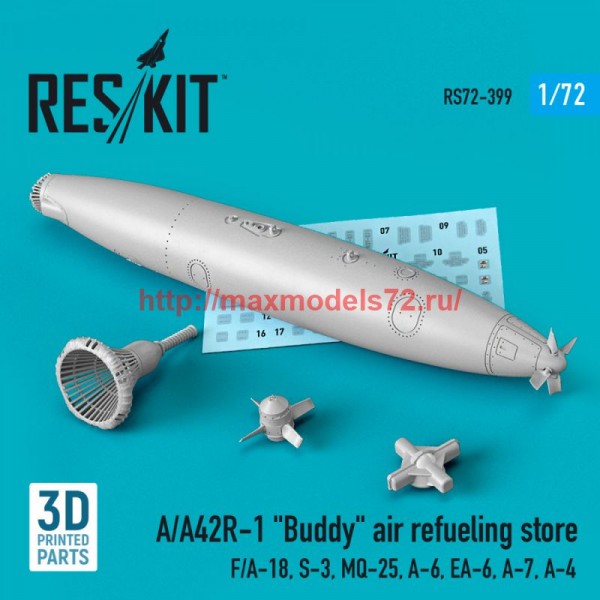 RS72-0399   A/A42R-1 "Buddy" air refueling store (1 pcs) (F/A-18, S-3, MQ-25, A-6, EA-6, A-7, A-4) (3D Printed) (1/72) (thumb75994)