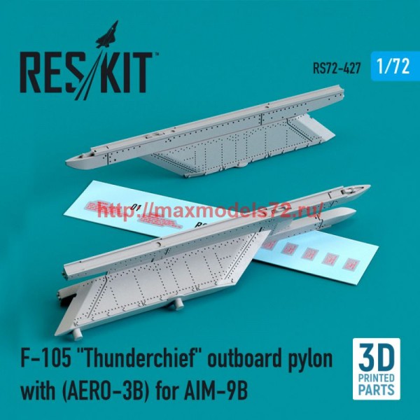 RS72-0427   F-105 "Thunderchief" outboard pylon (AERO-3B) for AIM-9B (3D Printed) (1/72) (thumb75998)