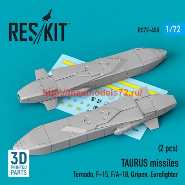 RS72-0450   TAURUS missiles (2 pcs) (Tornado, F-15, F/A-18, Gripen, Eurofighter) (3D Printed) (1/72) (thumb76018)