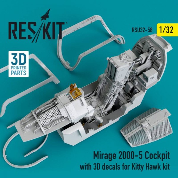 RSU32-0058   Mirage-2000-5 cockpit with 3D decals for Kitty Hawk kit (1/32) (thumb76862)