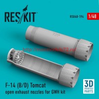 RSU48-0194   F-14 (B,D) «Tomcat» open exhaust nozzles for GWH kit (3D Printed) (1/48) (attach1 75931)