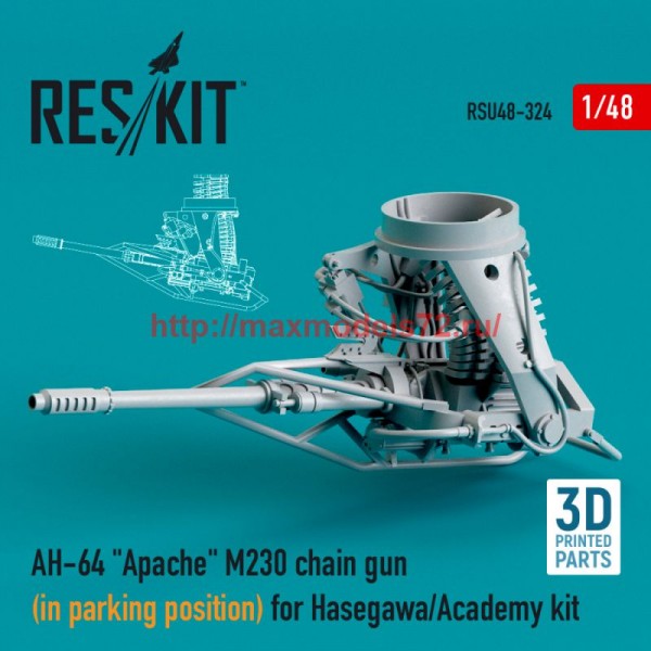 RSU48-0324   AH-64 "Apache" M230 chain gun (in parking position) for Hasegawa/Academy kit (3D Printed) (1/48) (thumb75977)