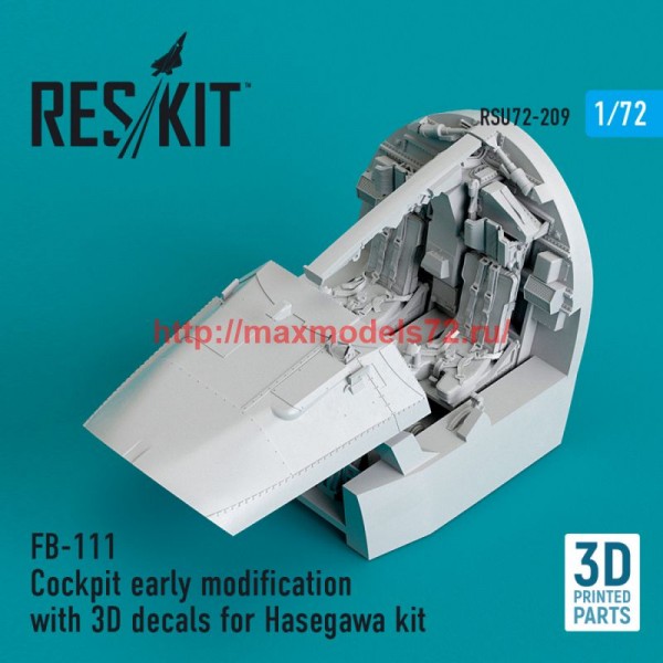 RSU72-0209   FB-111 Cockpit early modification with 3D decals for Hasegawa kit (3D Printed) (1/72) (thumb76033)