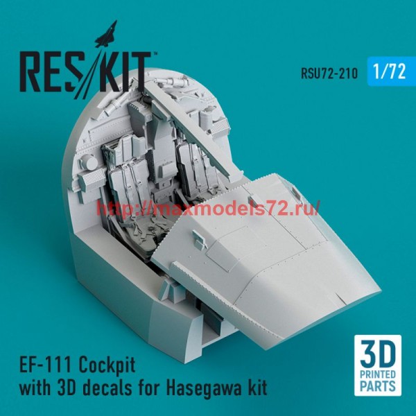 RSU72-0210   EF-111 Cockpit with 3D decals for Hasegawa kit (3D Printed) (1/72) (thumb76035)