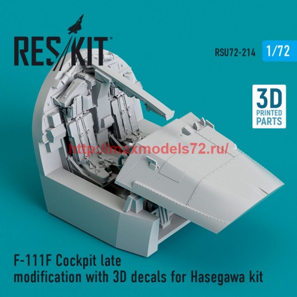RSU72-0214   F-111F Cockpit late modification with 3D decals for Hasegawa kit (3D Printed) (1/72) (thumb76043)
