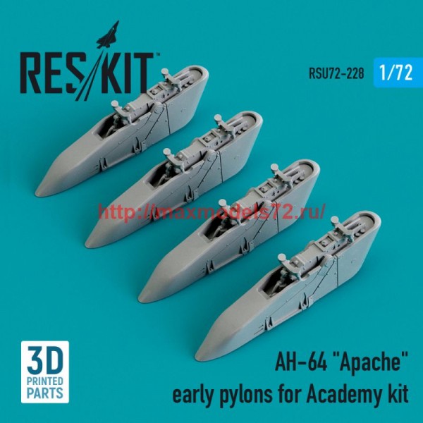 RSU72-0228   AH-64 "Apache" early pylons for Academy kit (3D Printed) (1/72) (thumb76045)