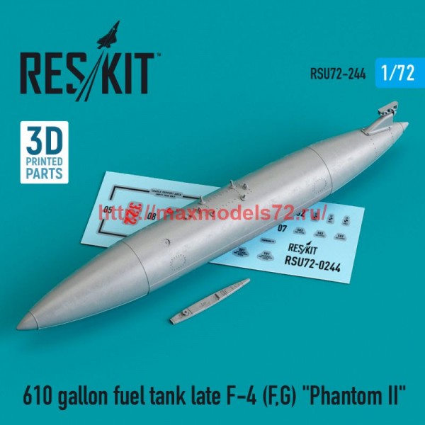 RSU72-0244   610 gallon fuel tank late F-4 (F, G) "Phantom II" (3D Printed) (1/72) (thumb76051)