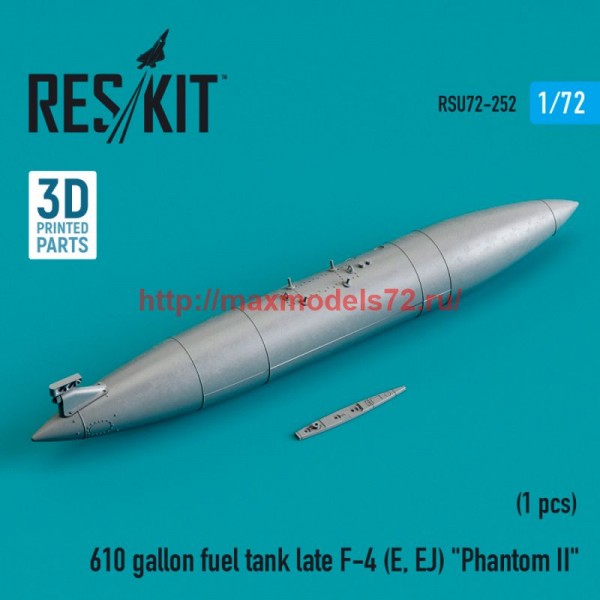 RSU72-0252   610 gallon fuel tank late F-4 (E, EJ) "Phantom II" (3D Printed) (1/72) (thumb76063)
