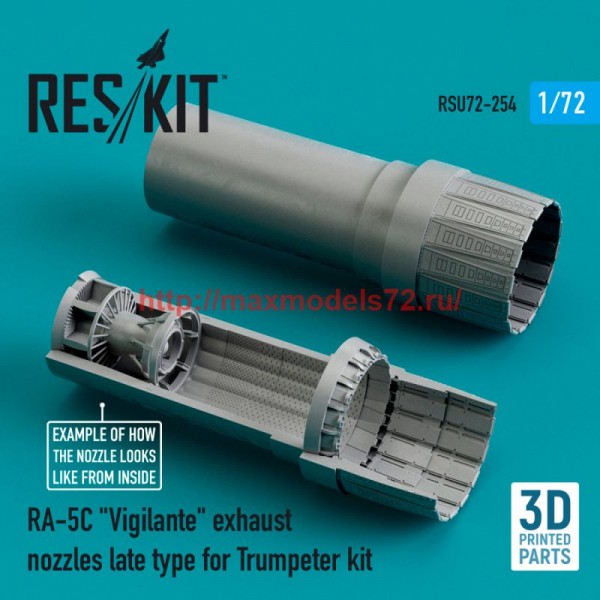 RSU72-0254   RA-5C "Vigilante" exhaust nozzles late type for Trumpeter kit (3D Printed) (1/72) (thumb76065)