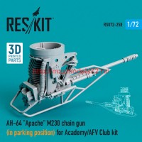 RSU72-0258   AH-64 "Apache" M230 chain gun (in parking position) for Academy / AFV Club kit (3D Printed) (1/72) (thumb76072)