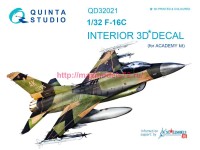 QD32021   3D Декаль интерьера кабины F-16C (Academy) (thumb78189)