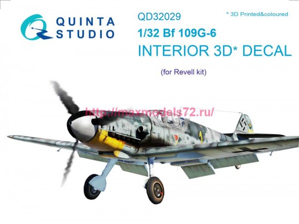 QD32029   3D Декаль интерьера кабины Bf 109G-6 (Revell) (thumb78221)