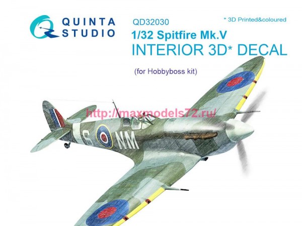 QD32030   3D Декаль интерьера кабины Spitfire Mk.V (Hobbyboss) (thumb78225)