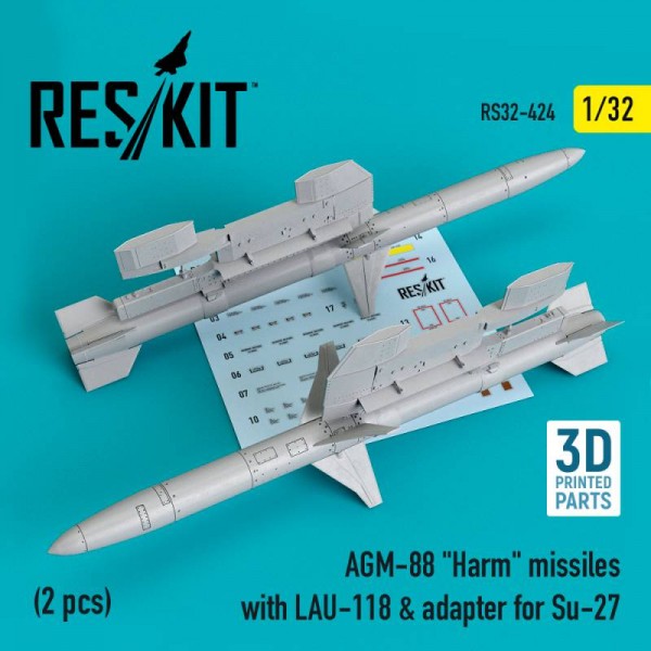 RS32-0424   AGM-88 "Harm" missiles with LAU-118 & adapter for Su-27 (2 pcs) (1/32) (thumb76815)