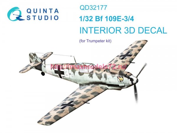 QD32177   3D Декаль интерьера кабины Bf 109E3/4 (Trumpeter) (thumb80279)