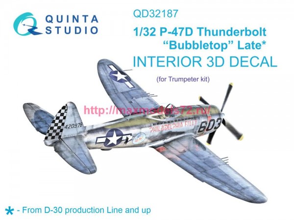 QD32187   3D Декаль интерьера кабины P-47D Thunderbolt Bubbletop (поздний) (Trumpeter) (thumb80324)