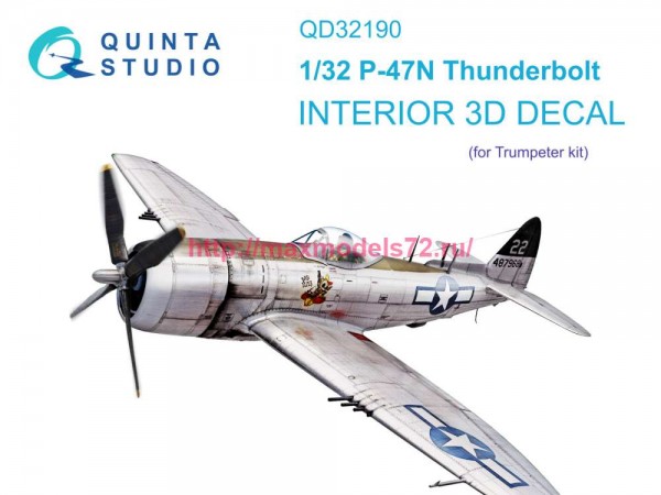 QD32190   3D Декаль интерьера кабины P-47N Thunderbolt (Trumpeter) (thumb80344)
