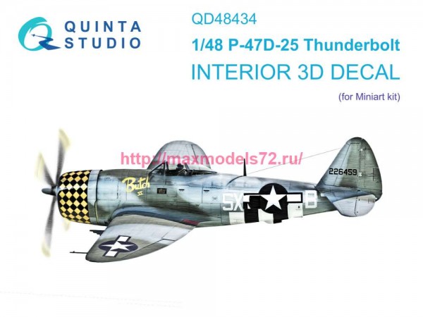 QD48434   3D Декаль интерьера кабины P-47D-25 Thunderbolt (Miniart) (thumb80196)