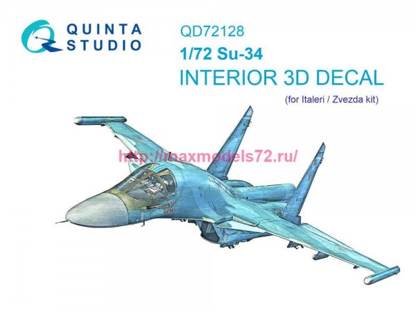 QD72128   3D Декаль интерьера кабины Су-34 (Звезда/italeri) (thumb78873)