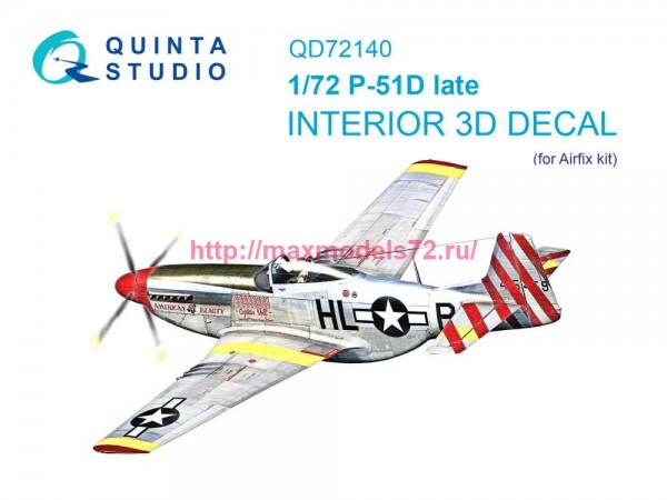 QD72140   3D Декаль интерьера кабины P-51D поздний (Airfix) (thumb80081)