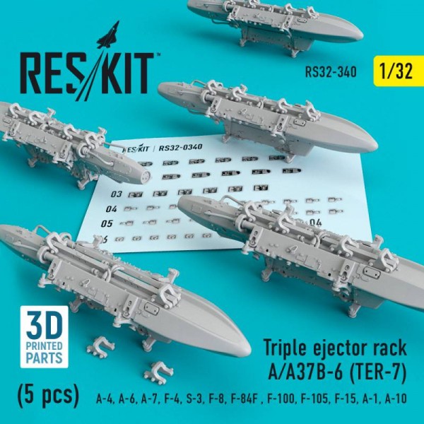 RS32-0340   Triple Ejector Rack A/A37B-6 (TER-7) (5 pcs) (A-4, A-6, A-7, F-4, S-3,F-8, F-84F, F-100, F-105, F-15, A-1, A-10) (1/32) (thumb76723)