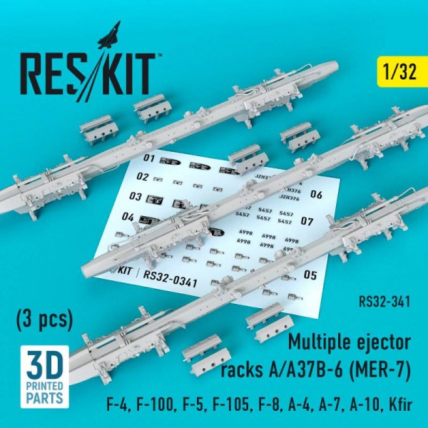 RS32-0341   Multiple ejector racks A/A37B-6 (MER-7) (3 pcs) (F-4, F-100, F-5, F-105, F-8, A-4, A-7, A-10, Kfir)  (1/32) (thumb76725)
