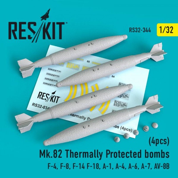 RS32-0344   Mk.82 thermally protected bombs (4 pcs) (F-4, F-14 F-18, S-3, A-4, A-6, A-7, AV-8B) (1/32) (thumb76731)
