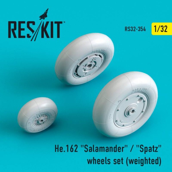 RS32-0354   He.162 "Salamander" / "Spatz" wheels set (weighted)  (1/32) (thumb76741)