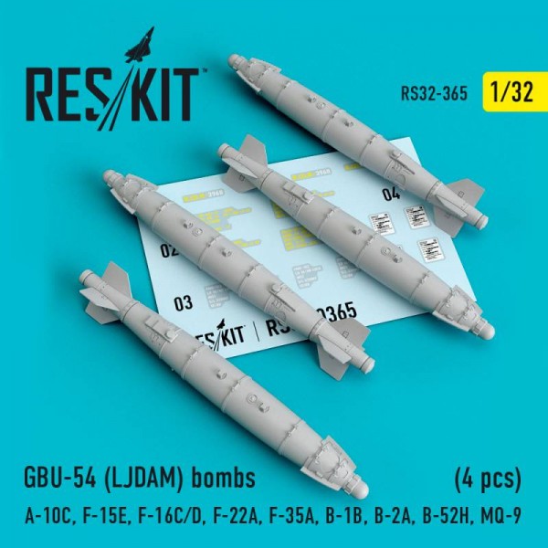 RS32-0365   GBU-54 (LJDAM) bombs (4 pcs) (A-10C, F-15E, F-16C/D, F-22A, F-35A, B-1B, B-2A, B-52H, MQ-9) (1/32) (thumb76757)