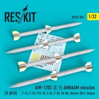 RS32-0367   AIM-120C (C-7) AMRAAM missiles (4 pcs) (F-16, F-15, F/A-18, F-22, F-35, AV-8b, Harrier GR.9, Gripen) (1/32) (thumb76761)