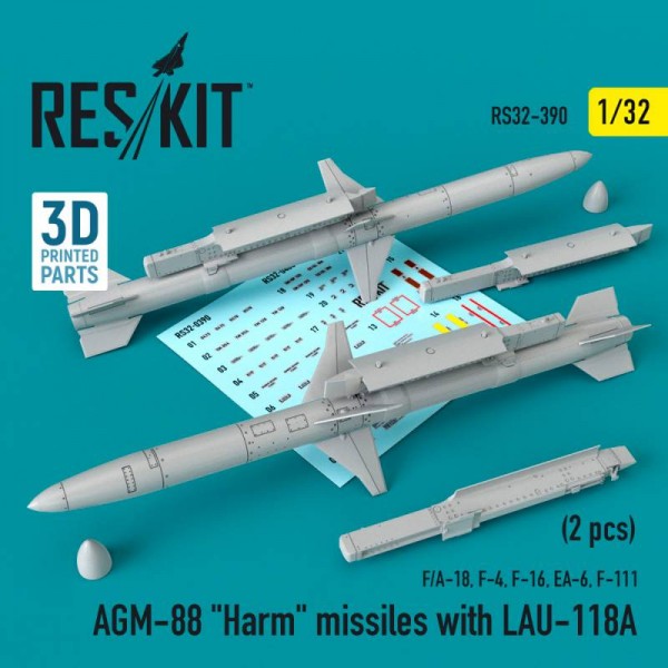 RS32-0390   AGM-88 "Harm" missiles with LAU-118A (2 pcs) (F/A-18, F-4, F-16, EA-6, F-111) (1/32) (thumb76771)