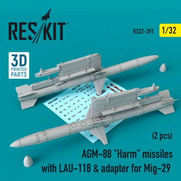 RS32-0391   AGM-88 "Harm" missiles with LAU-118 & adapter for MiG-29 (2 pcs)  (1/32) (thumb76773)
