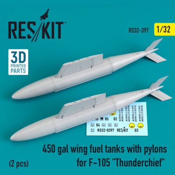 RS32-0397   450 gal wing fuel tanks with pylons for F-105 "Thunderchief" (2 pcs) (1/32) (thumb76779)
