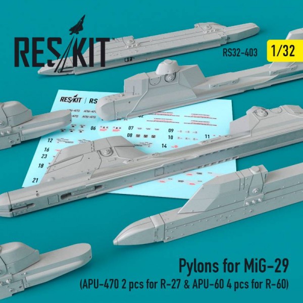 RS32-0403   Pylons for MiG-29 (APU-470 2 pcs for R-27 & APU-60 4 pcs for R-60) (1/32) (thumb76790)